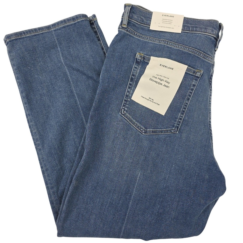 Everlane High-Key Stovepipe Jeans Womens 37 Blue High Rise Slim Leg Denim NEW